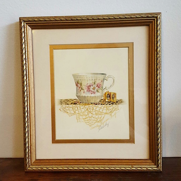 Set of 3 Sandy Lyman Clough Signed Teacup Prints - Picture 5 of 10